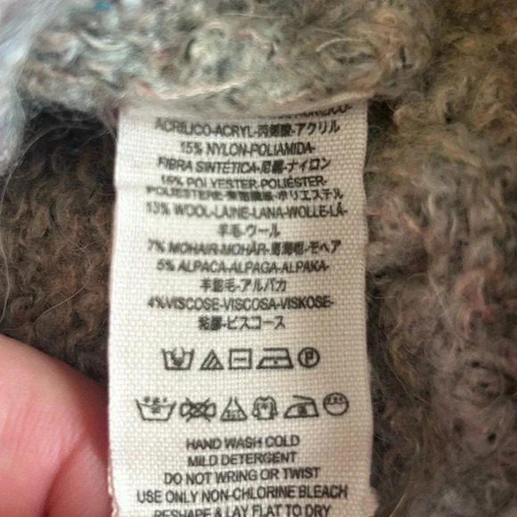 Free People 'Karina' Slouchy Faux Wrap Front Puff Sleeves Sweater Oversized - Picture 11 of 13